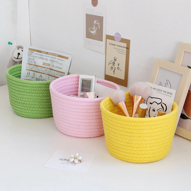 Nordic Woven Cotton Rope Storage Baskets – Stylish Organizer for Toys, Keys, and Snacks