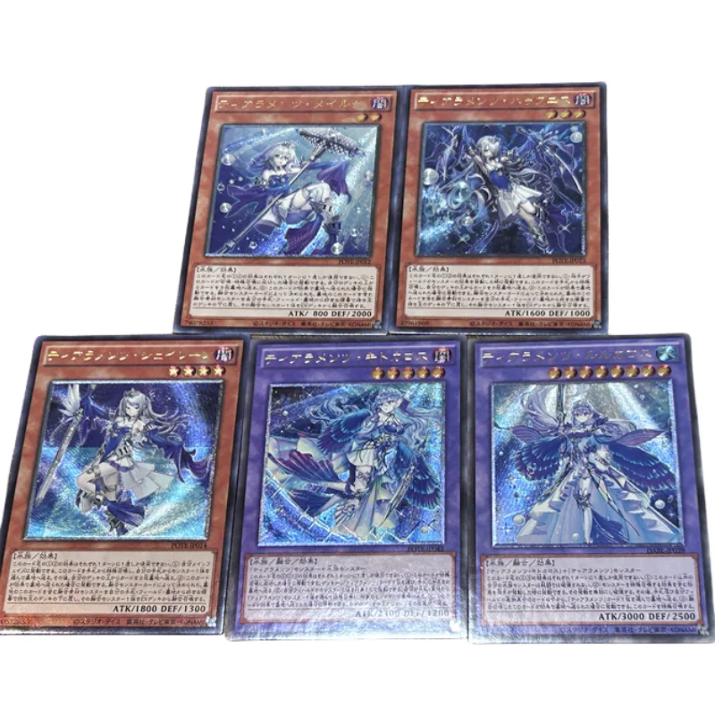 

5Pcs/Set Yu Gi Oh Cards Anime Game Characters Tearlaments Havnis Kitkallos Self Made UTR Collection Coarse Color Flash DIY Cards