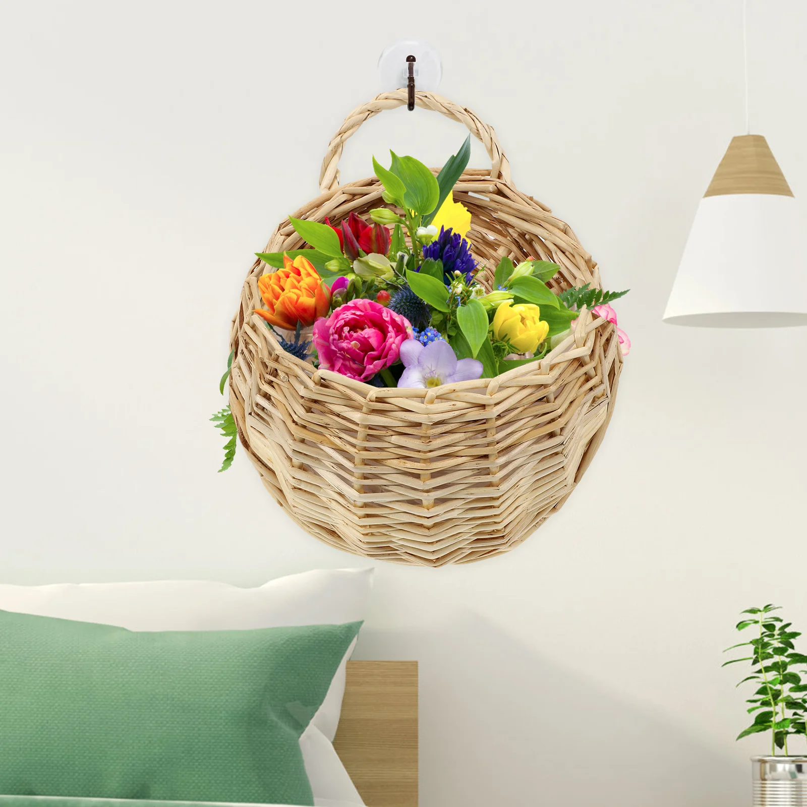 

Rattan Hanging Planters - Round Plant Baskets Bonsai Flowerpot - Woven Flower Pots Flower Holders Garden Balcony