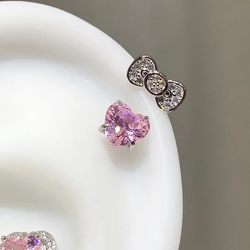 316L Stainless Steel Annular Ear Bone Nail Zircon Earring Women Jewelry