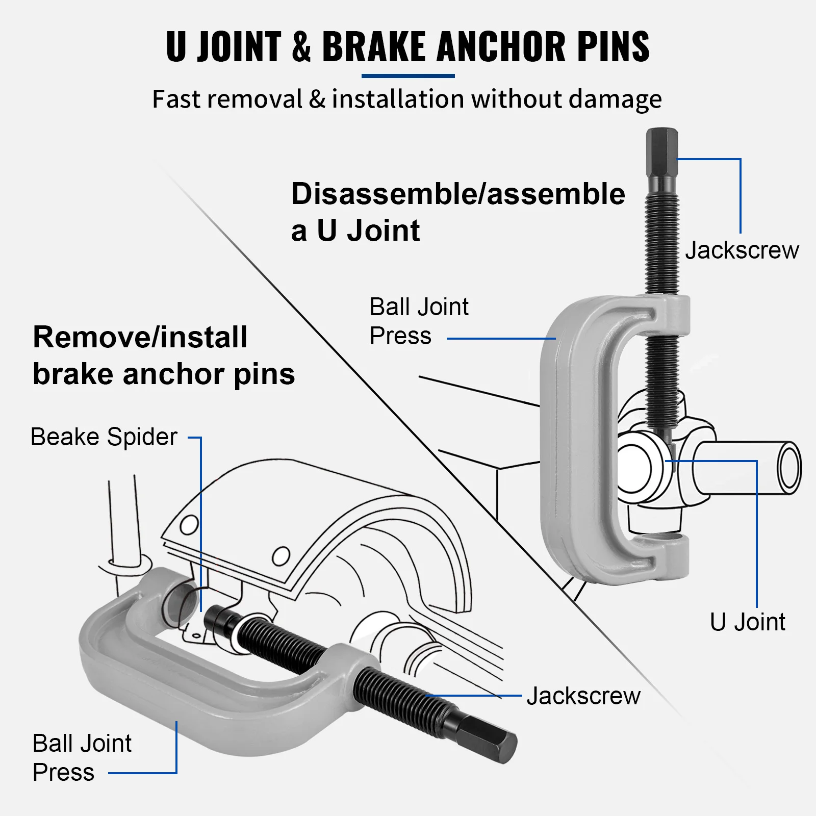 VEVOR Kit de réparation de joint à rotule de luxe pour voiture - 21 pièces  - Outil de démontage de joint à rotule