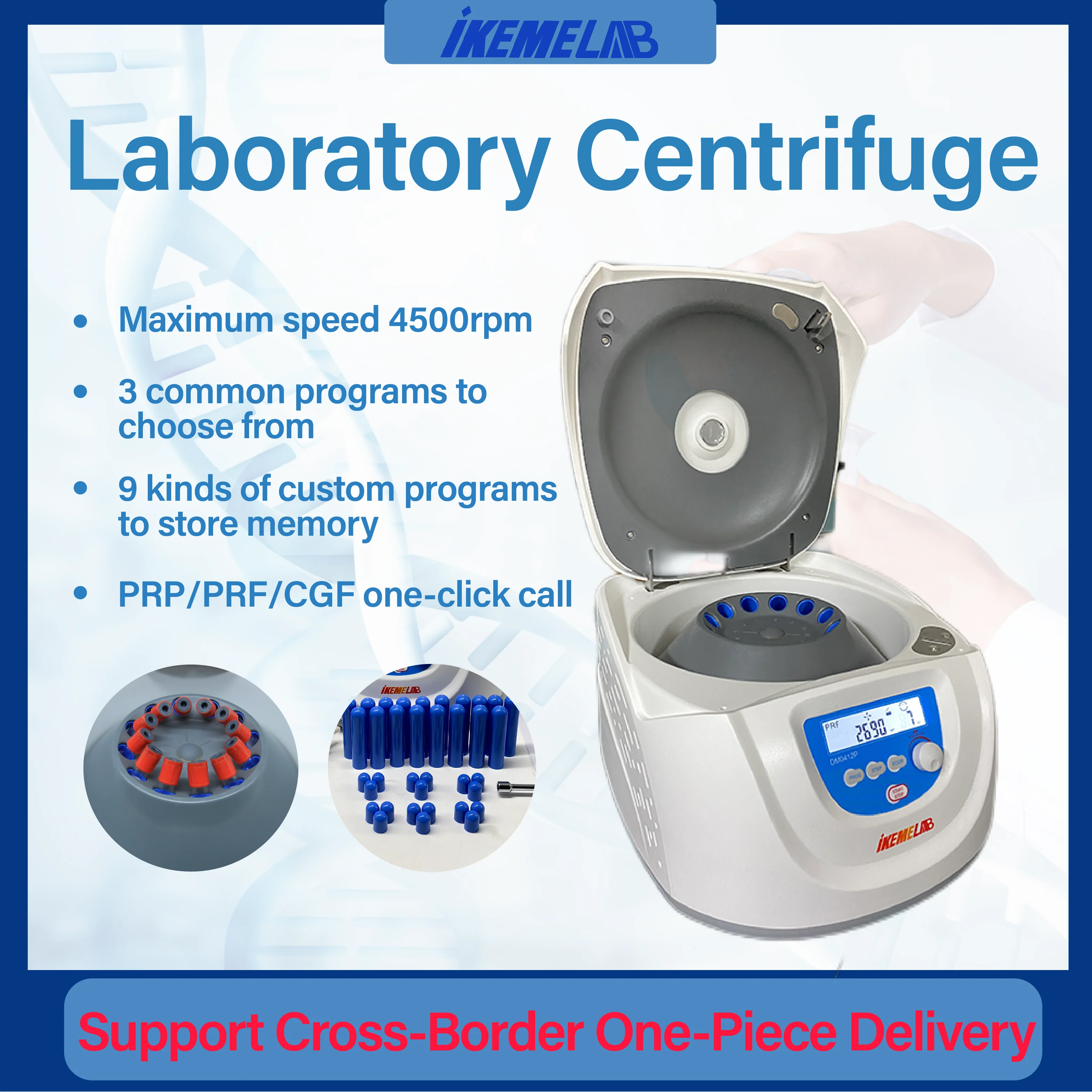 IKEME Centrifuge DM0412P PCF CGF Centrifuge Slow Speed 300-4500rpm For Tube 15ml*8 10ml*12 Laboratory Beauty Dentistry Hot