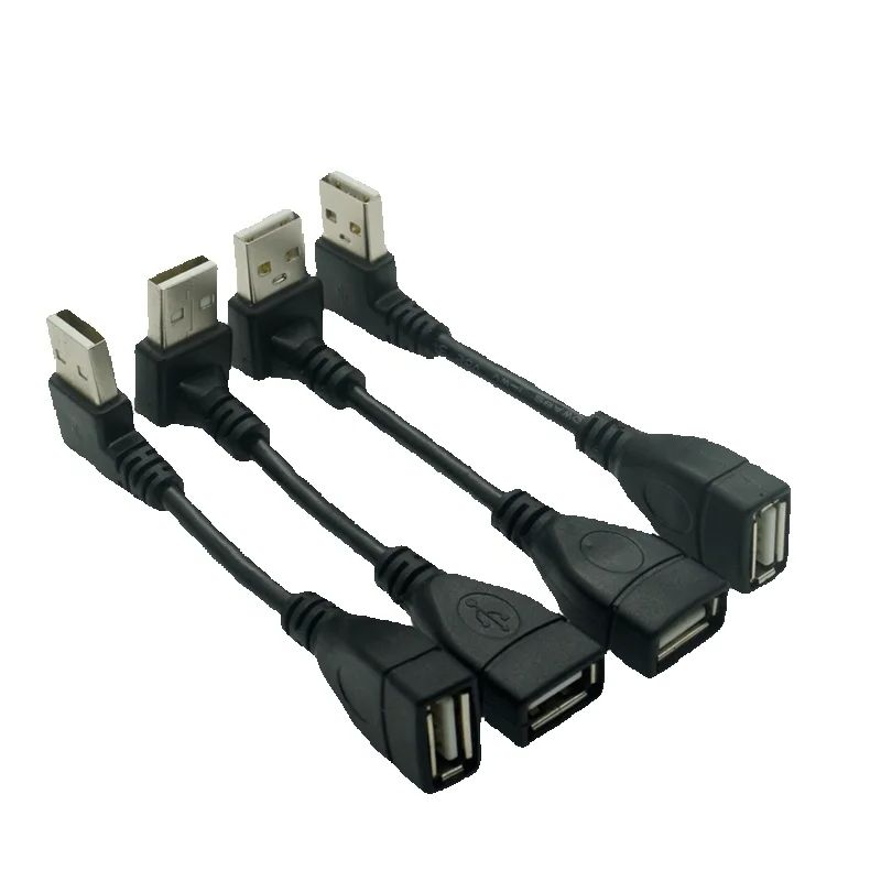 USB 2.0 A Male to Female 90 Angled Extension Adaptor Short cable USB2.0 M/F right/left/down/up Black cable cord 0.1M-1M