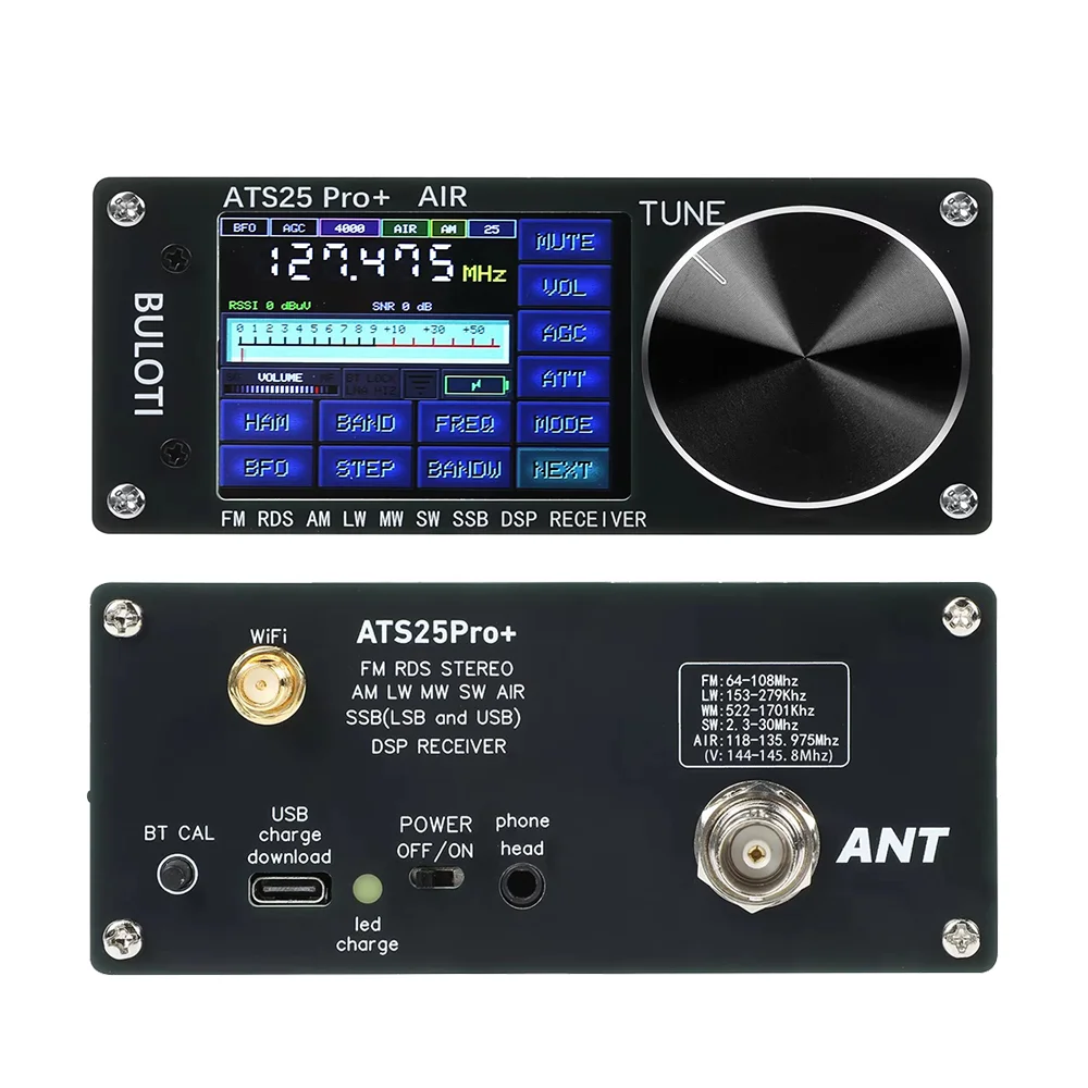 ATS25 Pro+ AIR 118Mhz-135.975Mhz 블루투스 버전 풀 라디오 수신기 FM SW SSB MW LW 펌웨어 ...