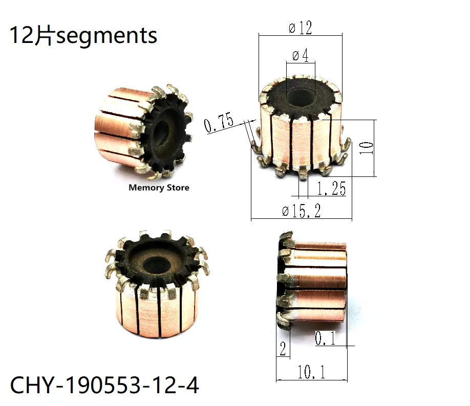 

10PCS 12x4x10(10.1)mm 12P Teeth Copper Hook Type Electrical Motor Commutator, CHY-190553-12-4