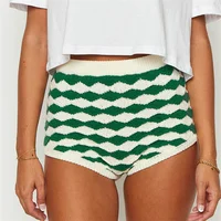Women Y2K Aesthetic Crochet Knit Shorts Vintage Striped Low Waisted Boxer Shorts Summer Cute Mini Shorts Knitwear Loungewear - Image 3