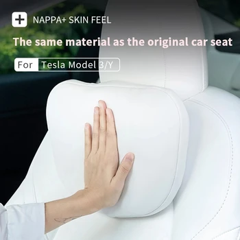 Car seat Headrest For Mercedes/Tesla/BMW/Tesla Model Headrest Fumbar Support Neck Pillow High-Quality Leather Car Accessories