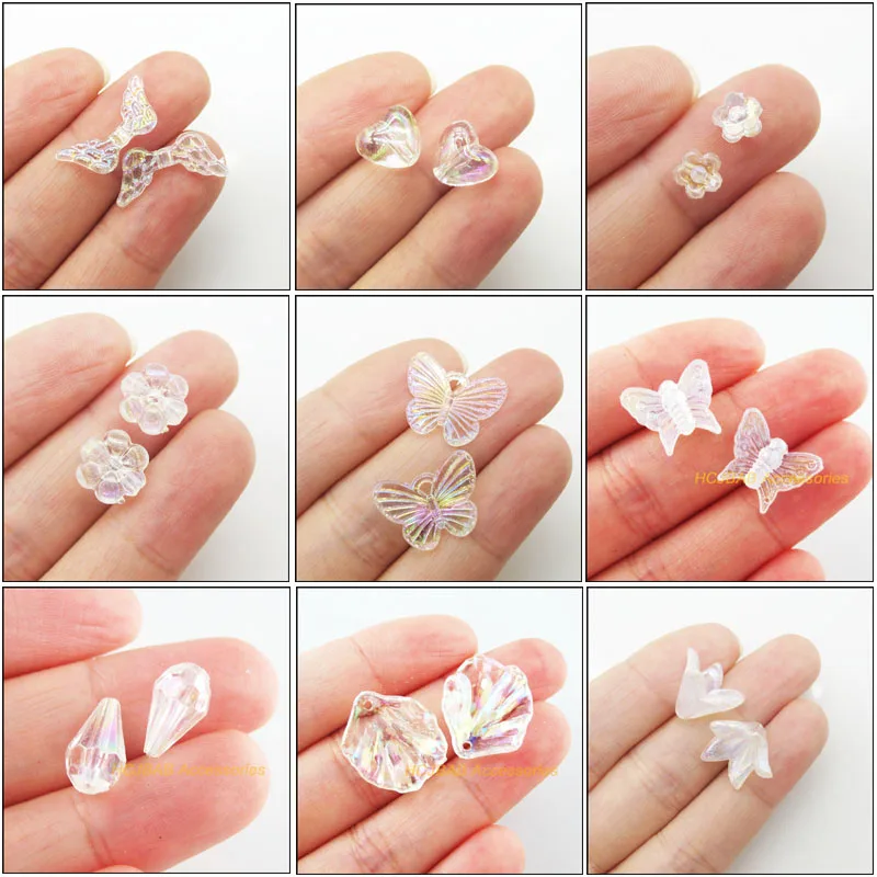 New Mirage Flower Wings Butterfly Leaf Acrilico Spacer Beads Charms Pendenti Per Regali Gioielli