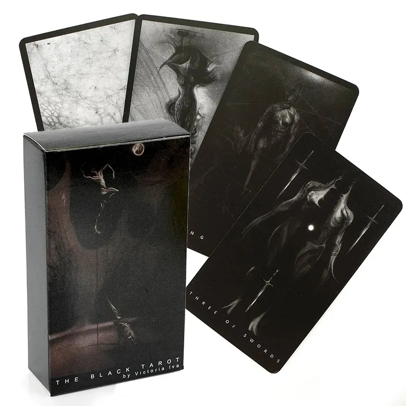 

The Black Tarot Cards A 78 Oracle English Visions Divination Edition Borad Playing Games