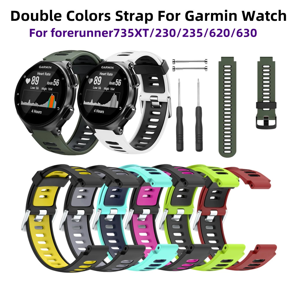 Galaone – Bracelet de montre en Silicone, deux couleurs, pour Garmin  Forerunner 920XT, en caoutchouc