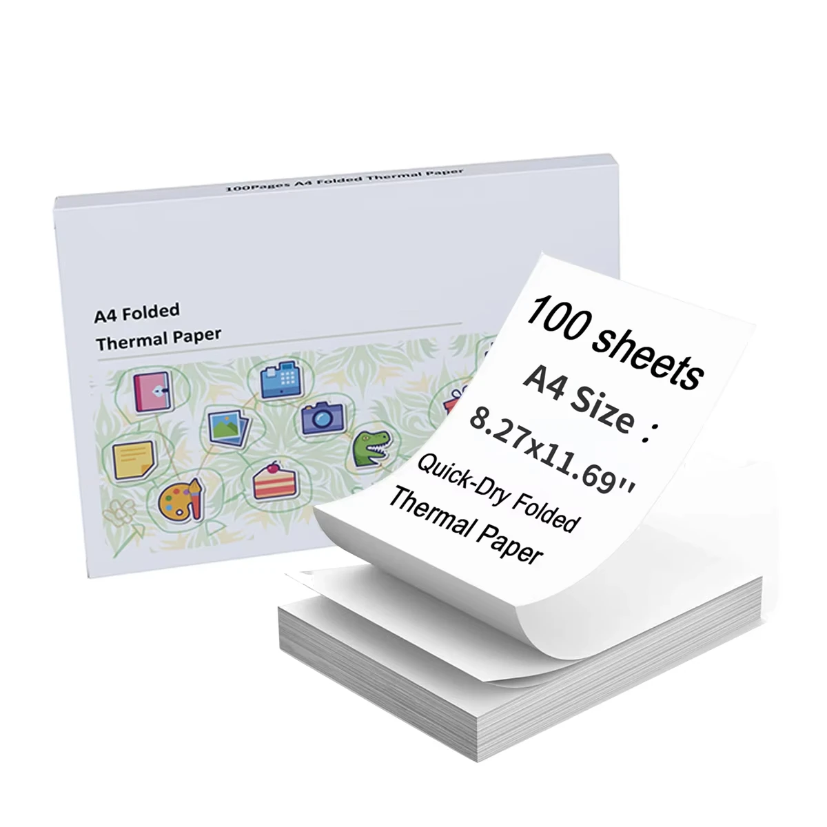 A4 Thermal Printer Paper 100 Pages Folded Long-lasting 8.5 x 11 Inch A40 Printer PocketJet HPRT MT800/MT800Q