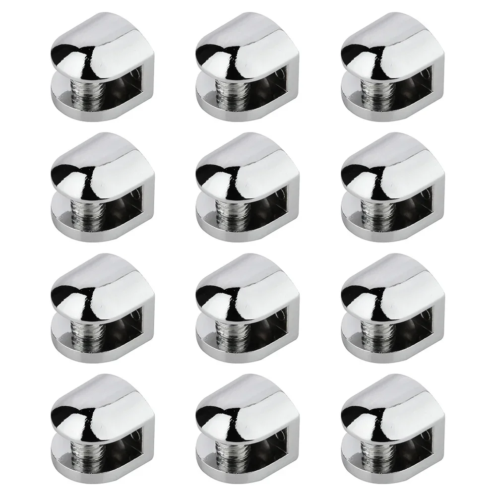 Glass Shelf Clamp Holder 12Pcs/Lot Glass Brackets Adjustable Zinc Alloy Glass Clip Shelf Clamp Holder Flat Back Mount Holder for Staircase Handrail