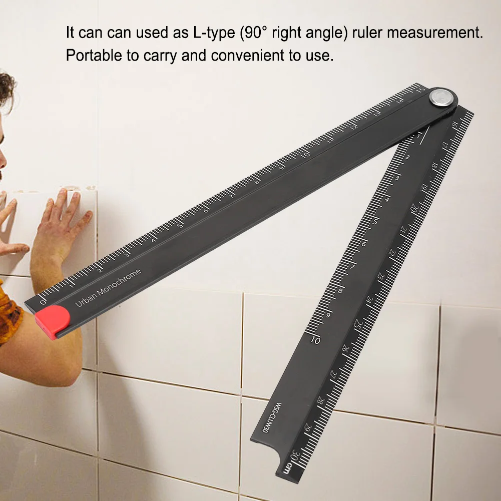 접이식 알루미늄 합금 자 0-300mm 심플 90도 자 ° 접이식 금속 문구 자 0-300mm 알루미늄 합금 자
