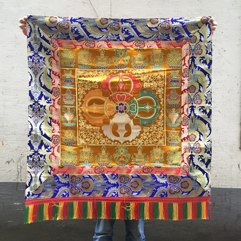 

Wholesale Buddhist supply Tibet family home Buddhism Temple Auspicious Embroidery Vajra Buddha Altar Table cloth Hanging curtain