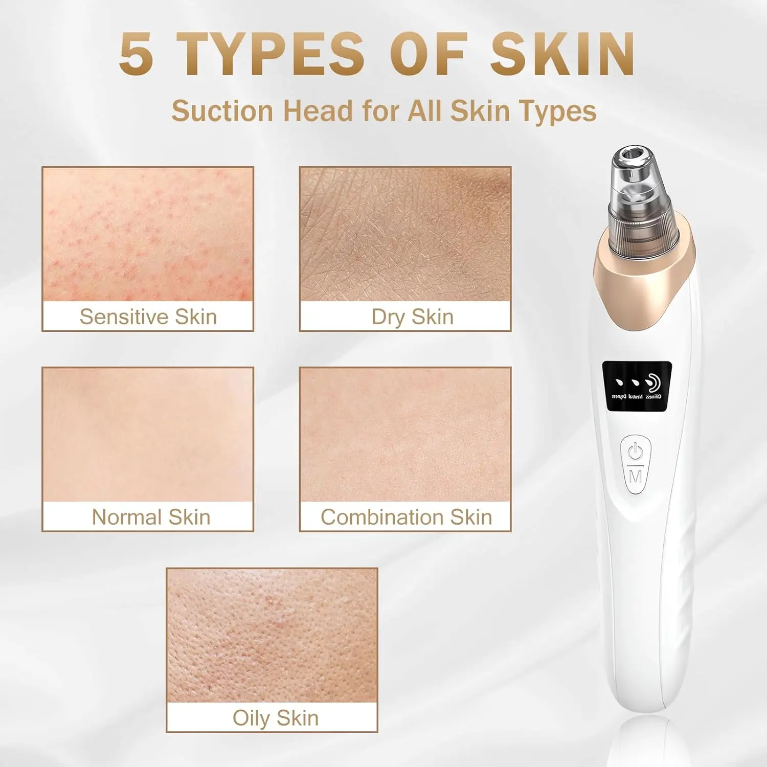 Electric Blackhead Remover Pore Vacuum Kit Blackhead Extractor Tool with 3 Suction Level 5 Probes Suitable for Women and Men