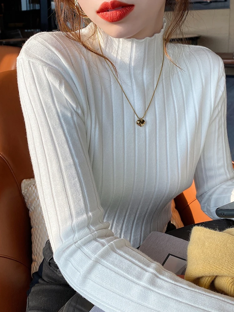 Autumn Winter Knitted Ribbed Turtleneck Sweater Women Clothes 2025 Long Sleeve Slim Basic Pullover Woman Sweaters Solid Tops - Image 2
