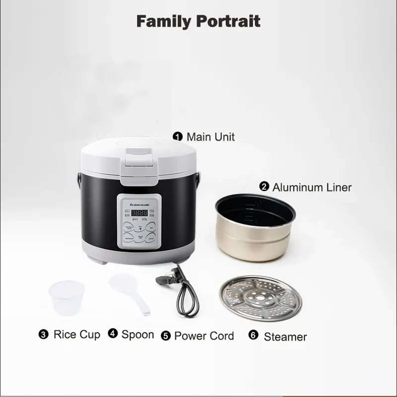 220V Mini Rice Cooker soup Steamer Heating Lunch Box Meal Heater Warmer 3L for Camping Black English Menue  home appliance u 4