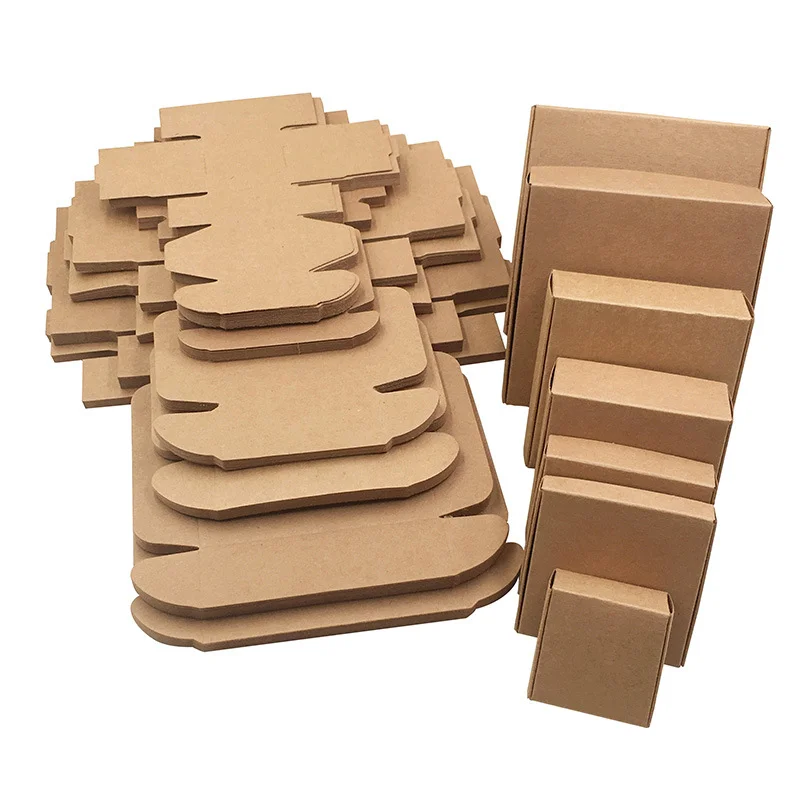 10pcs Multi Size Cute Square Kraft Packaging Box Wedding Party Favor Supplies Handmade Soap Chocolate Candy Gift Box