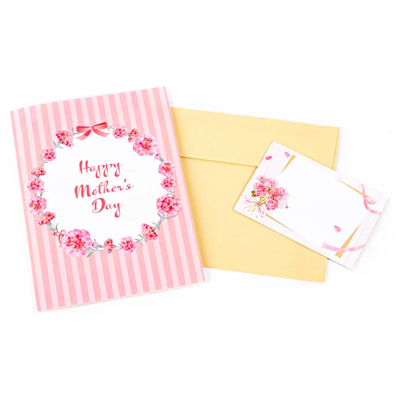 1PC New Pink Double Layered Mother's Day 3D Greeting Card for A Gift for Mothers with 3D Blessings Card