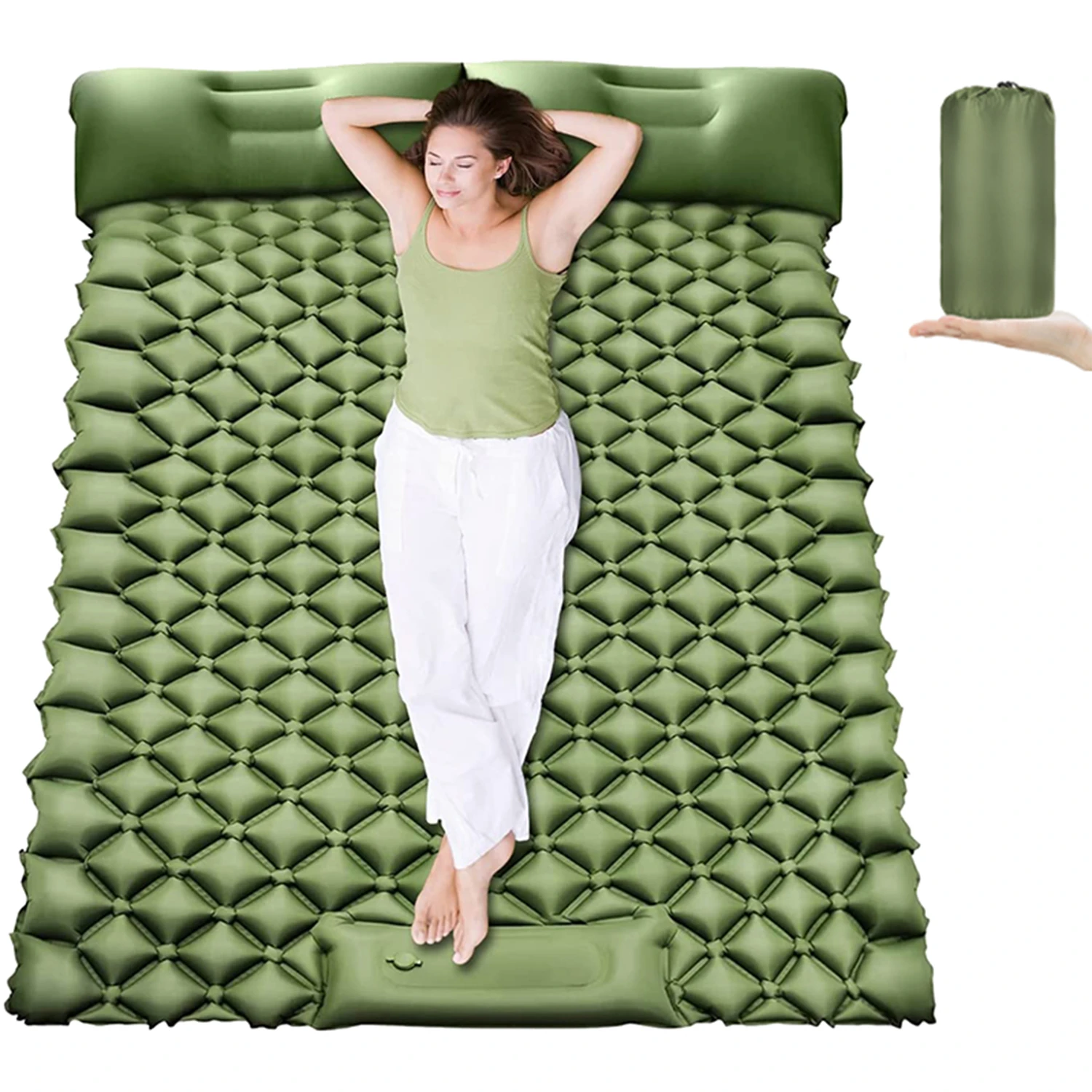 Double Camping Sleeping Pad Inflatable Mattress Camping Travel Tent Mat