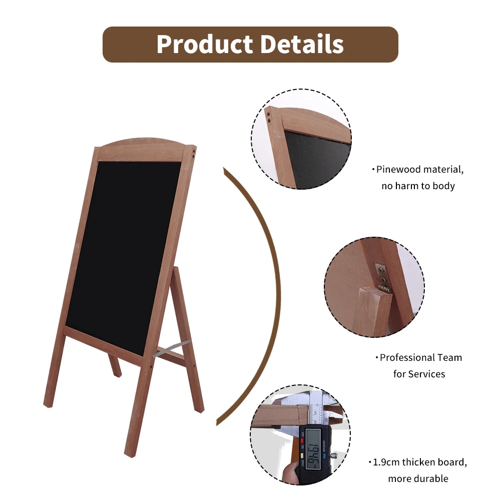 Wooden Blackboard Wooden Chalkboard Wooden A Frame Chalkboard Sign Standing Pavement Chalkboard Easel Magnetic Blackboard Display Stand Sandwich Board