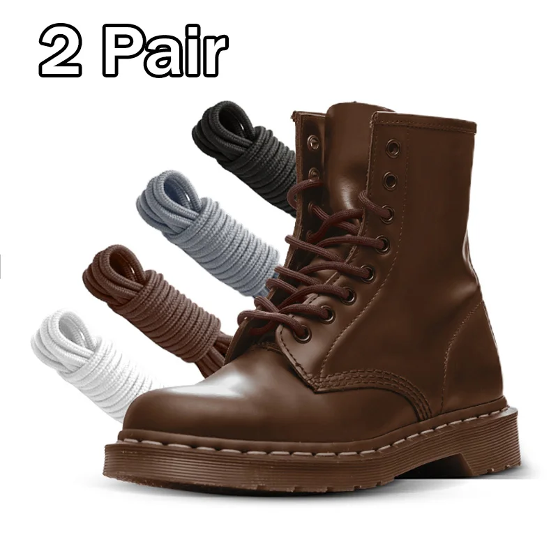 2Pair Round Cotton Shoelaces Stretchy Anti-Fade Heavy Duty Strong Tear Resistant Replacement Laces Multicolor Fashion Accessorie