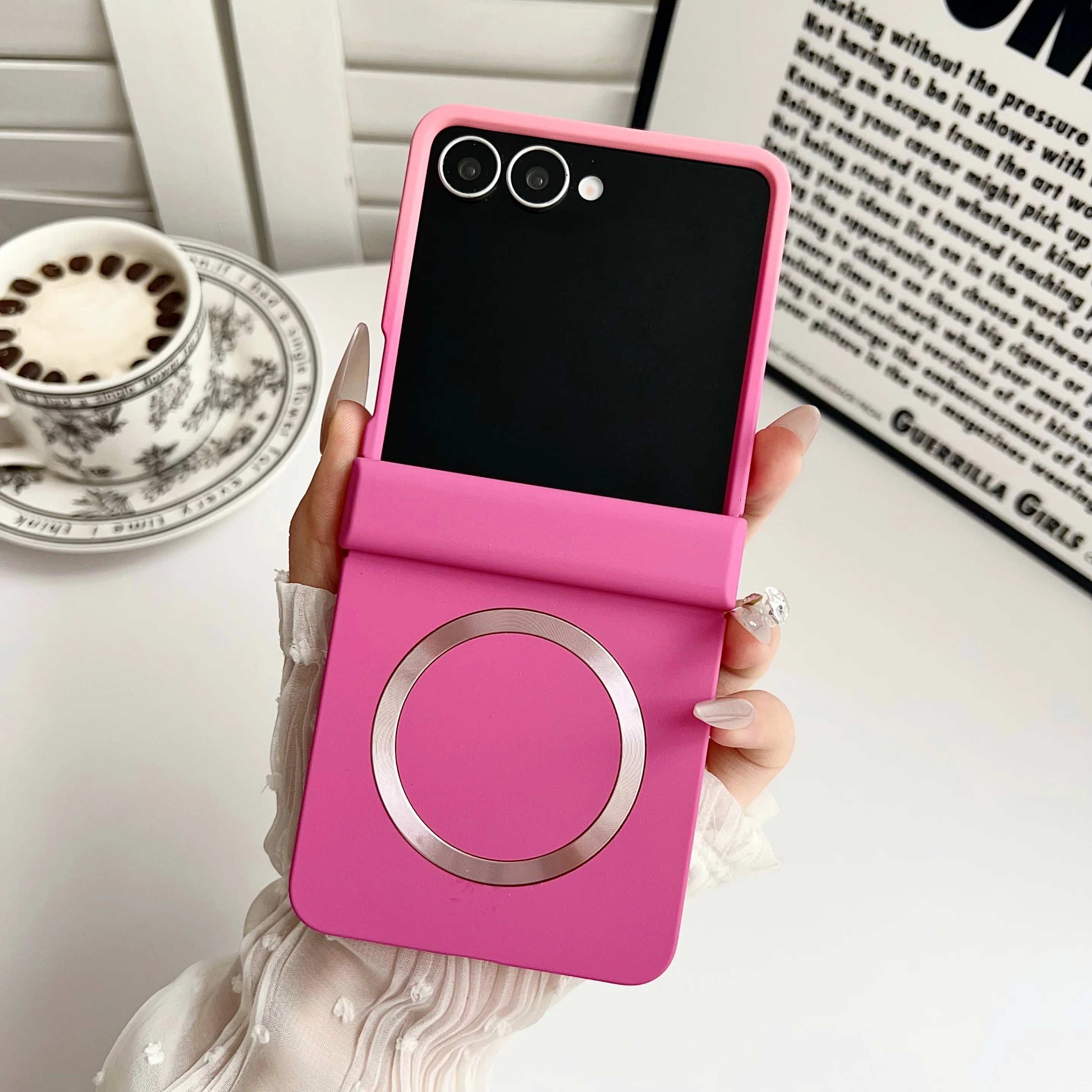 Magnetic Hinge Protection Phone Case with Double Color Gradient