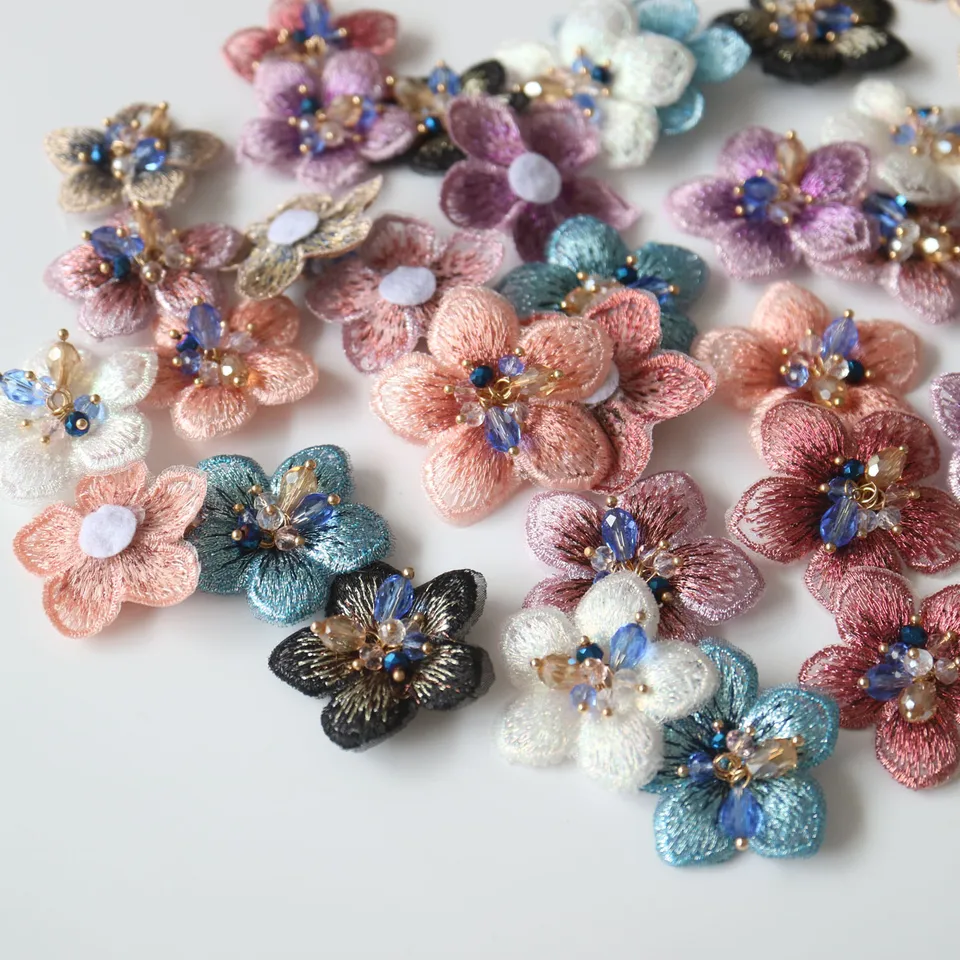 GORGECRAFT 3D Fleur Perlé Séquence Dentelle Applique Broderie Informatisée Polyester Coudre Patchs Robe De Mariage Décoration Patchs Autocollant DIY Accessoires Outil De Couture Pour Vêtements (Gris