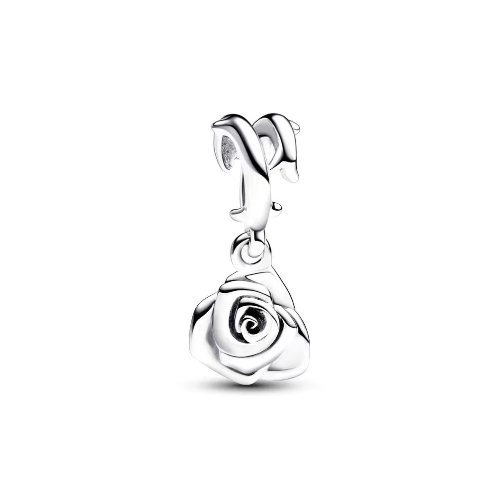Perle de charme en argent 2024 pour femme, rose en fleur, convient aux moments Pandora, fermoir rose, bricolage, bijoux fins, nouveau, 925