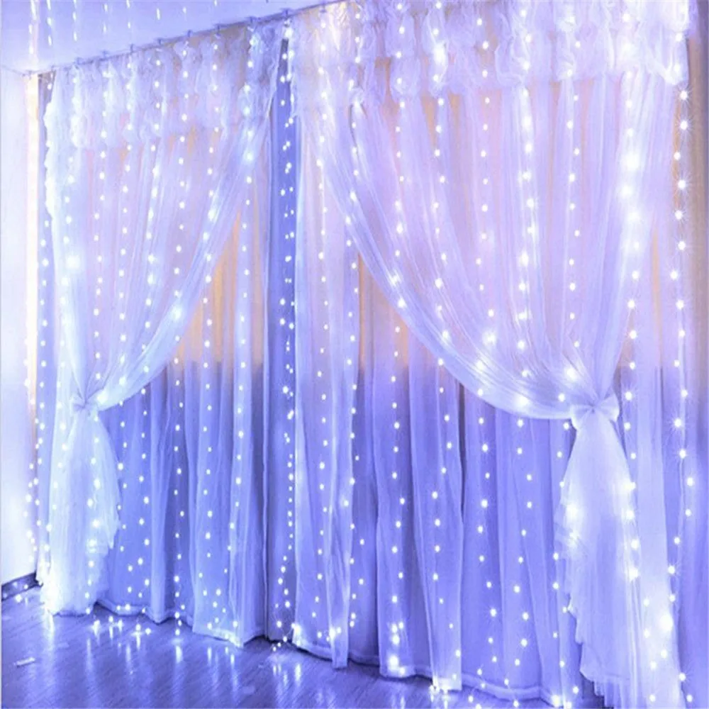 Description Picture 6 of item8 Mode LED Curtain String Lights  USB with Remote Fairy Holiday Garland Lamp for Christmas Party Wedding Room Garden Decoration