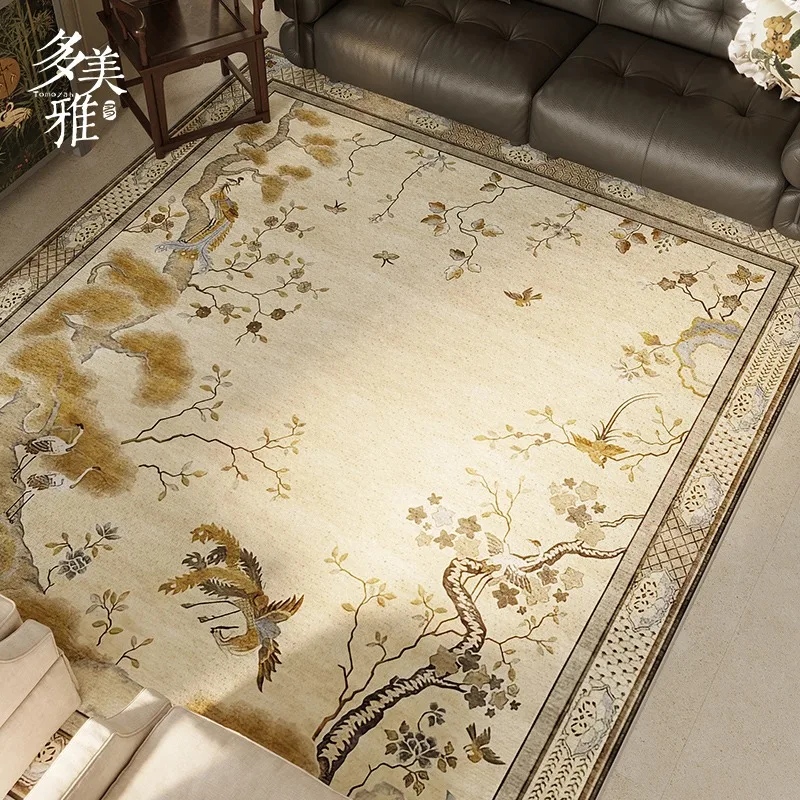 Retro Living Room Carpet Brown Floral Large Area Bedroom Bedside Plush Rug Luxury High-end Coffee Table Floor Mat Ковер Tapis 러그