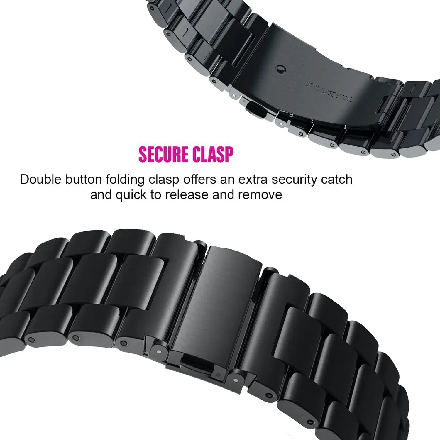 Premium Stainless Steel Quick Fit Metal Strap, 26/22/20mm