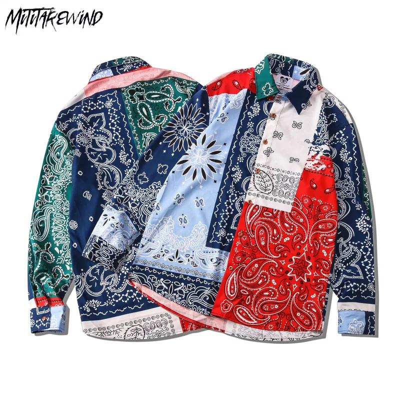 

Casual Streetwear Loose Shirts Couple Long Sleeve Turn Down Collar Oversized Graphic Print Vintage Korean Long Sleeve Shirts