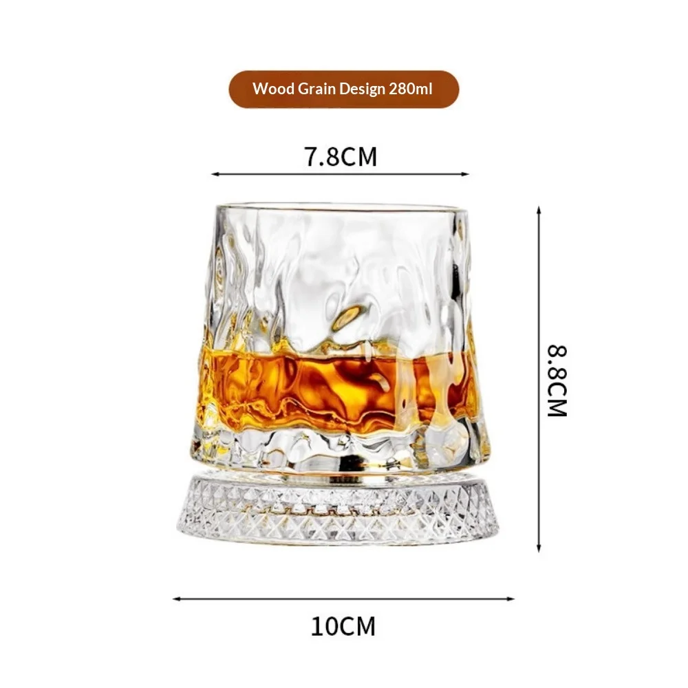 Tumbler Whiskey Glass with Base Crystal Whiskey Glasses Rotating Spinning Wine Brandy Glass Cup Drinkware for Bar Home