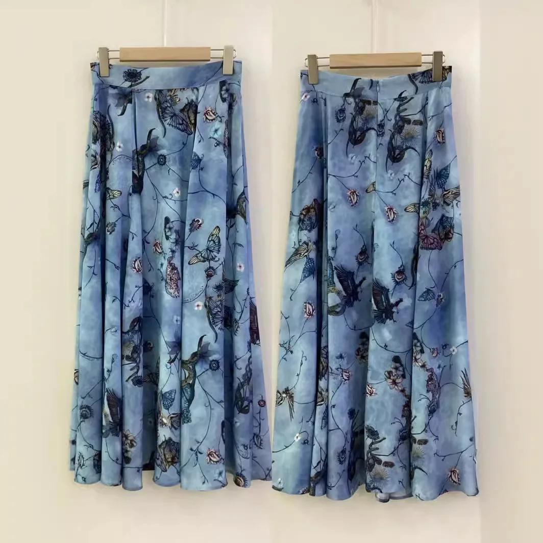 

Women's Skirt Print Temperament OL Viscose Spring Summer New Ladies High Waist Jupe
