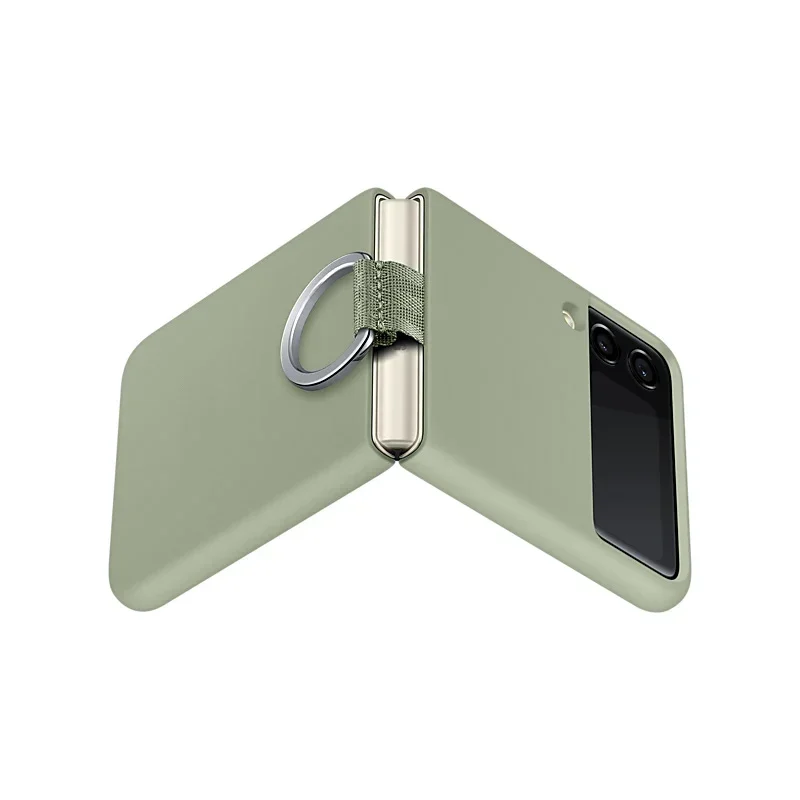 New Silicone Phone Case For Samsung Galaxy Z Flip 3 Flip3 5G Silicone Cover with Ring Phone Protection Cover Soft Back Cover