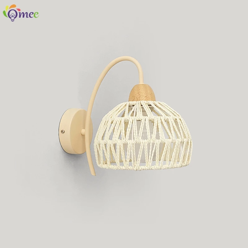 Japanese Retro Rattan Living Room Wall Lamp Nordic Home Decor Art Stair Aisle Homestay Lights Rustic Decoration LED Wall Sconces