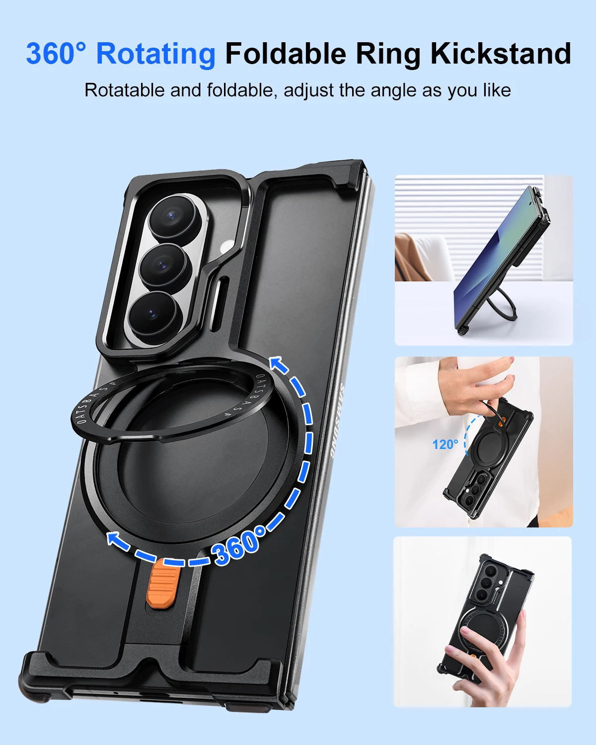 Eary Minimalist for Samsung Galaxy Z Fold 7 Phone Case With 360°Magnetic Stand Military-Grade Shockproof Drop Protection Cover
