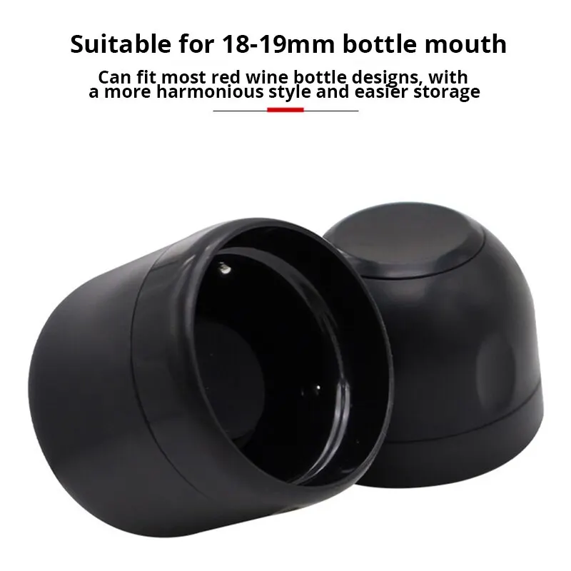 Black Vacuum Red Wine Bottle Cap Stopper Silicone Sealed Vacuum Retain Freshness Wine Plug Bar Kitchen Tools Bottle Stopper 2pcs