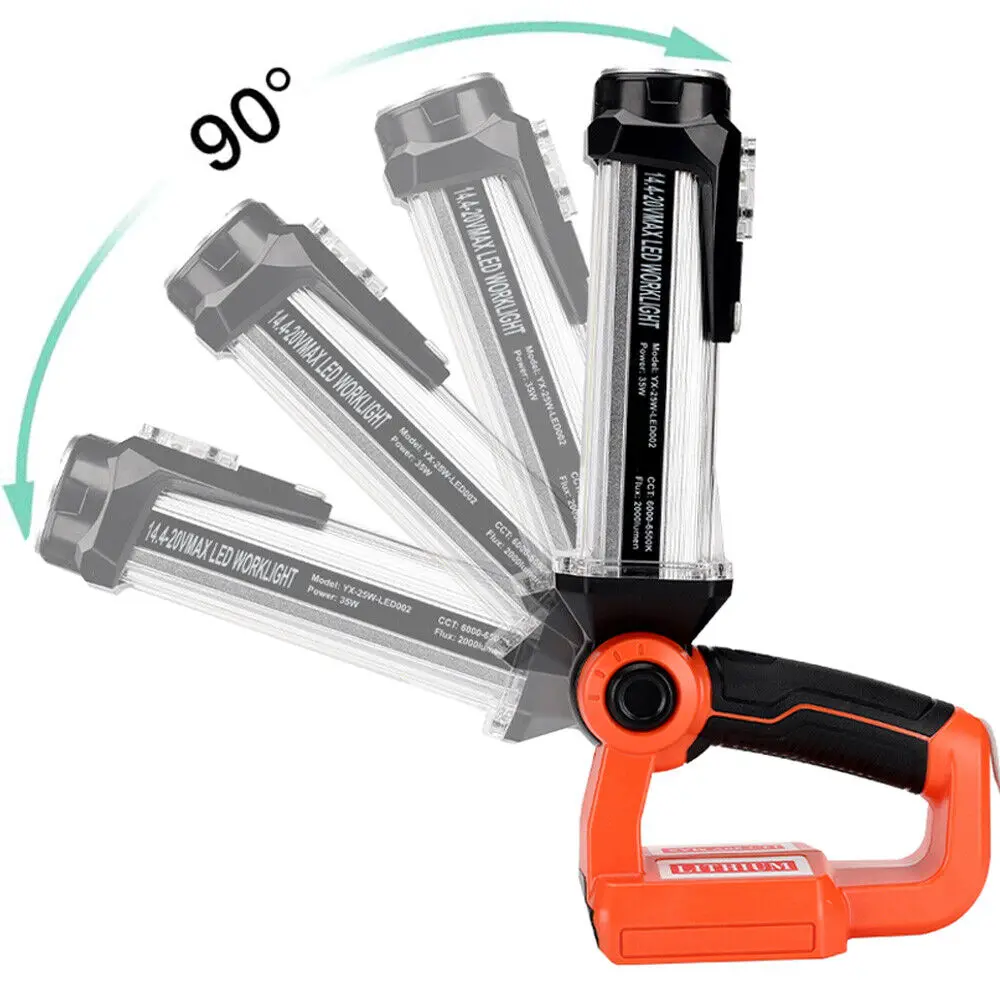 35W 2000LM Flashlight for BLACK+DECKER 20V Max Li-ion Battery Cordless LED Work