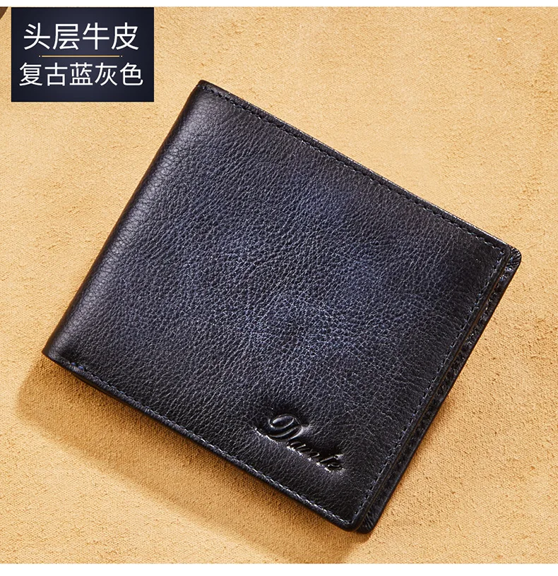 Dante 2023 Men's Leather Wallets RFID Anti-theft Brush Short Clips 100% Head Layer Cowhide Retro Casual Vertical Purse Money Bag