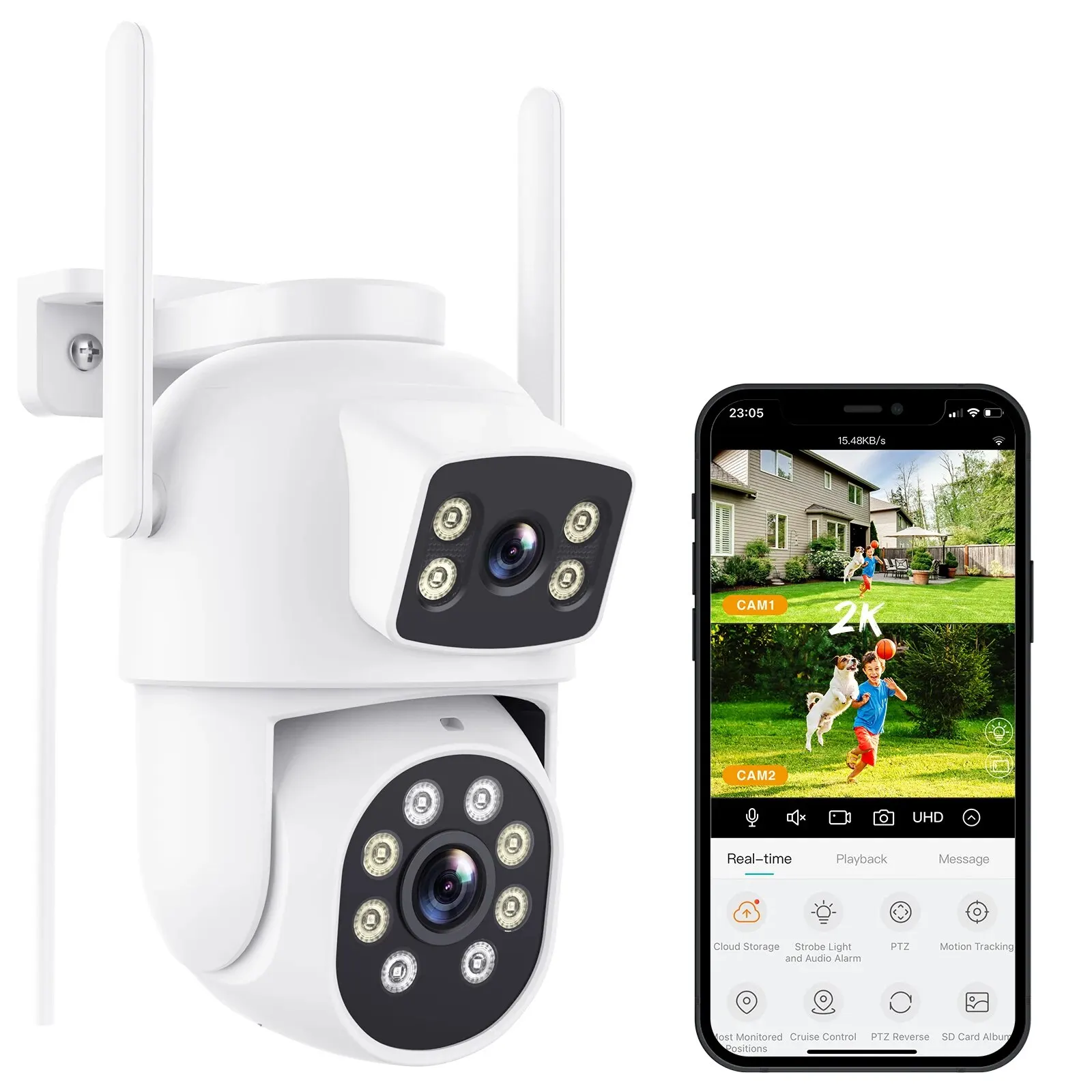 4K 8MP PTZ WIFI Dual Lens Dual Screen IP Camera Outdoor 4MP HD Auto Tracking Security CCTV Surveillance ICSee security camera