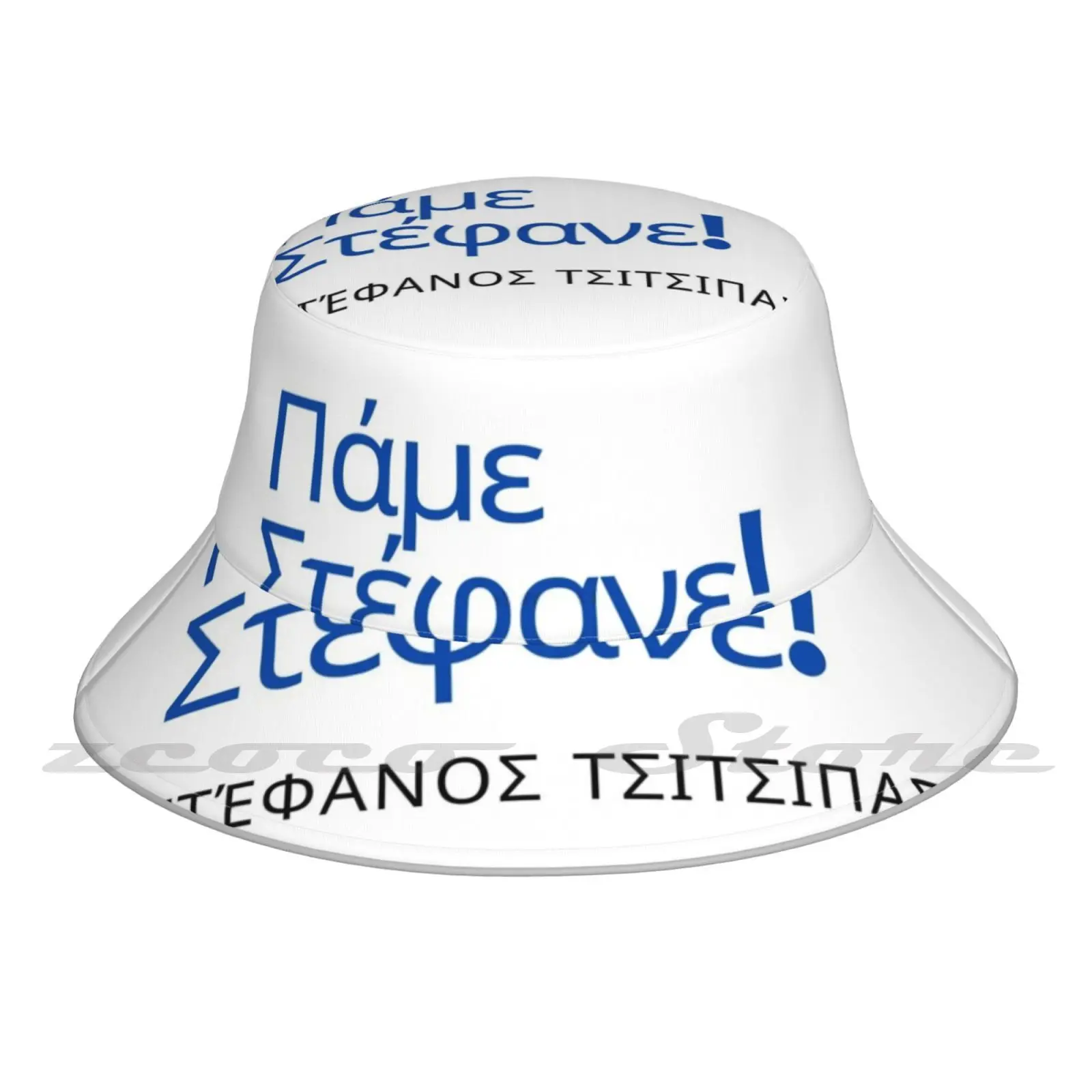 

Pame Stefane! Let'S Go Tsitsipas Cap Diy Foldable Sunshade Fashion Leisure Bucket Hat Tsitsipas Tsitsipas Greece Greek Pame