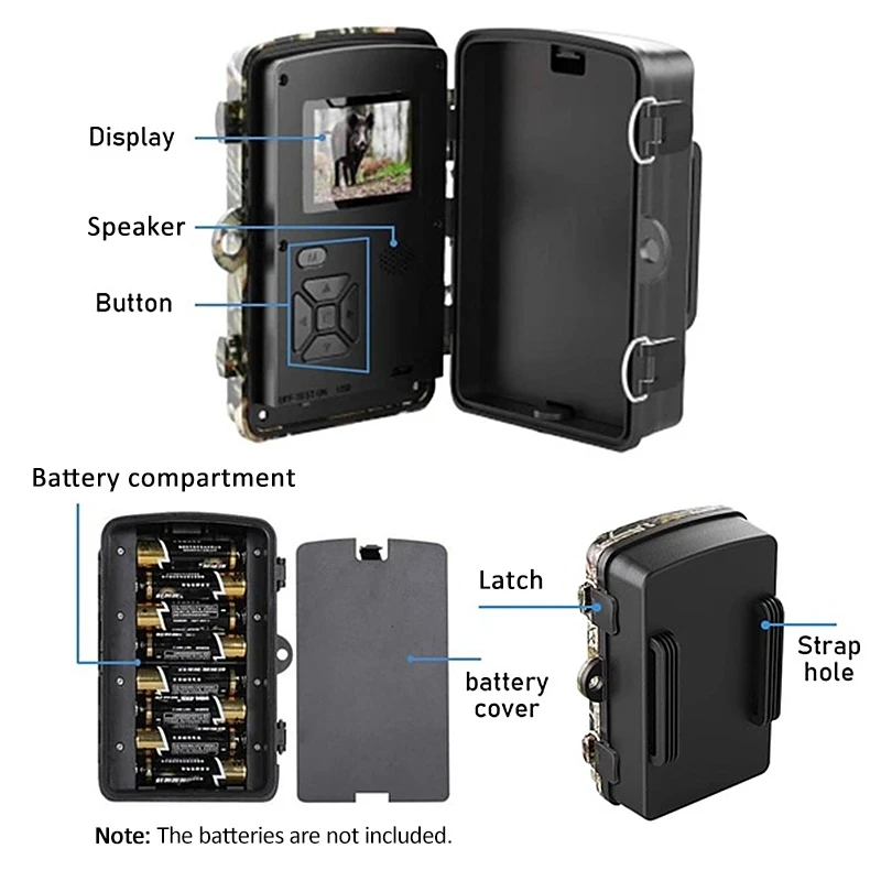 2.0 Inch Screen Trail Hunting Camera With Night Vision PIR Detection Wildlife Monitoring IP66 Waterproof Surveillance Cam