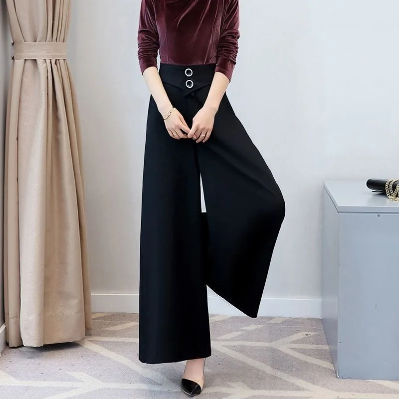 Office Lady Fashion Black Oversize Suit Pants Spring Autumn Big Size Elastic High Waist Women Korean Streetwear Casual Trousers
