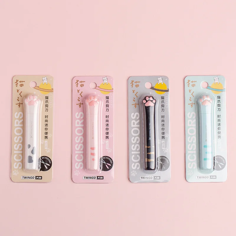 1Pcs Cute Multifunctional Hand Scissors Folding Design Mini Portable Kawaii Cat Paw Art Scissors School Stationery Novelty