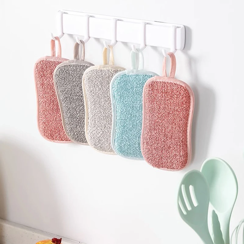 Double Sided Scrub Sponges for Dishes Pan Pot Dish-Washing Sponges Household Scouring Pad Kit Tools Kitchen Tableware Brush