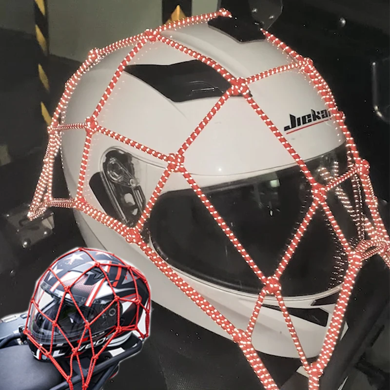 Motorcycle Cargo Net Motorcycle Luggage Net 1 Pcs Reflection Motorcycle Luggage Net Helmet Mesh Fuel Tank Storage Rubber Band Luggage Compaction Storage Cargo Sorting Net