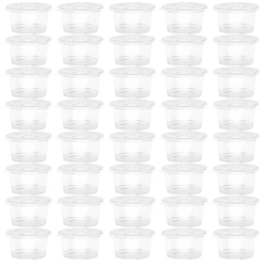 50 Pcs Disposable Pudding Cup Package Bowl Dessert Ice Cream Plastic Bowls Cake with Lid Container Cups