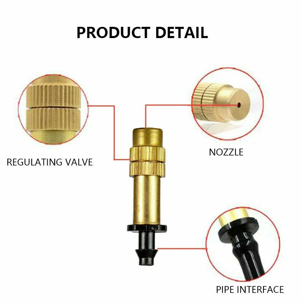 Garden Sprinkler 10/30pcs Adjustable Misting Nozzle Garden Patio Water Mister Brass Spray Sprinkler Garden Irrigation Atomization Single Nozzle
